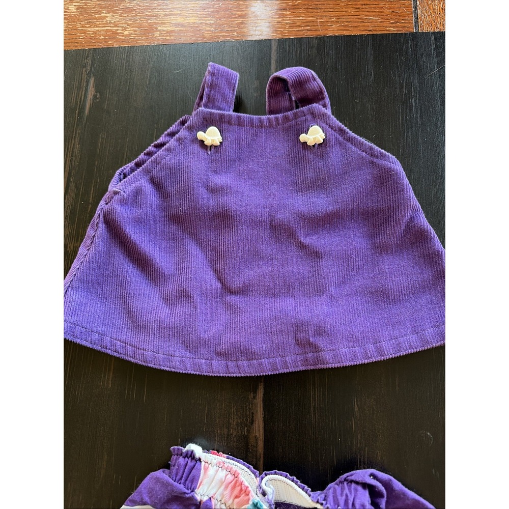 CPK Purple Corduroy Outfit 2 Piece 16 " Set Bib Pinafore Top W/ Turtle Buttons - Picture 4 of 6